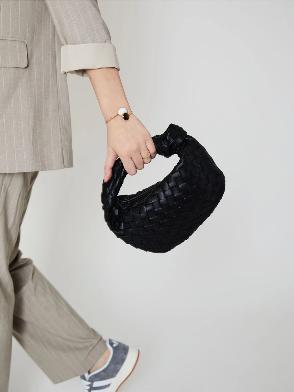 Edyisa Black Woven Mini Top-Handle Bag